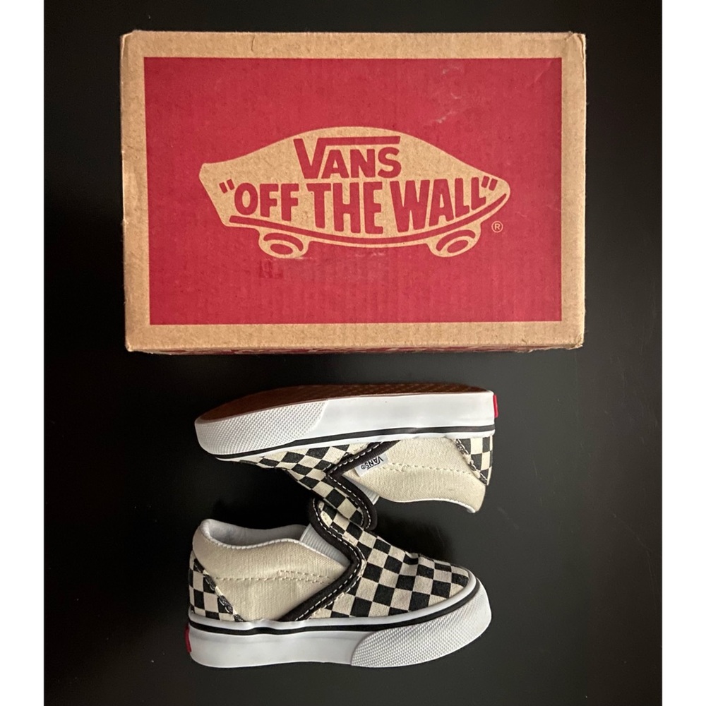 4T Black & White Checkerboard Classic Slip-On Vans